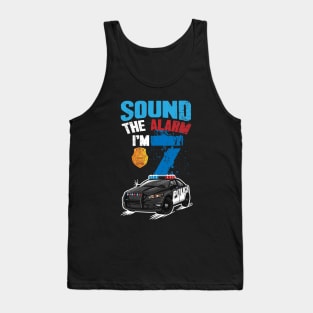 Kids Police Car 7th Birthday Gift Boy Sound The Alarm I'm 7 Tank Top